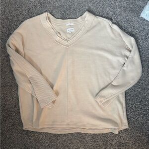 Blu Pepper Women's V-Neck Cream Sweater